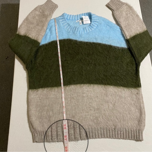 BP Oversized Brushed Pullover Sweater In Blue Trixie Multi Stripe Size S NWT - Picture 9 of 12